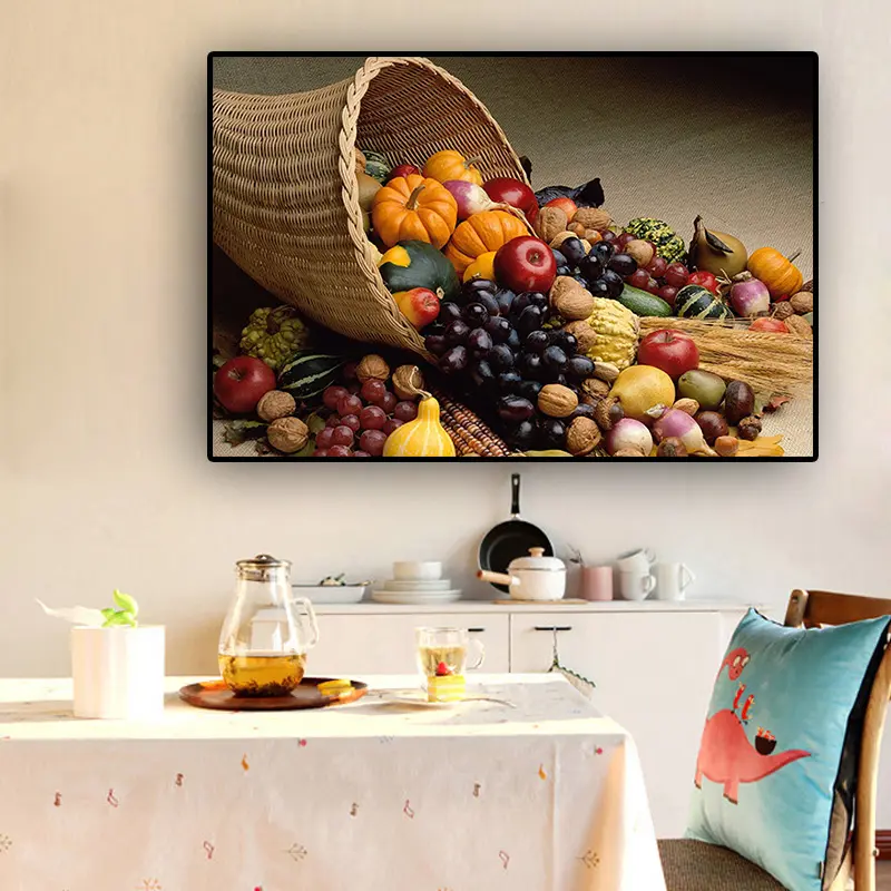 Pósteres e impresiones de frutas y verduras, lienzo de arte escandinavo, imagen de pared para decoración de sala de estar y cocina