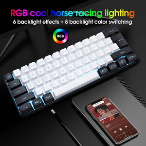 Juego con cable de 61 teclas Mini RGB Teclado luminoso Sensación mecánica de la mano Oficina de negocios Teclado de computadora pequeño portátil - Product Image 3