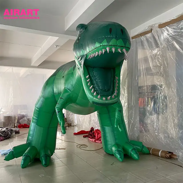 Outlet Pabrik Raksasa Tiup Naga T-rex Tiup Dinosaurus Hijau Dalam Iklan Tiup