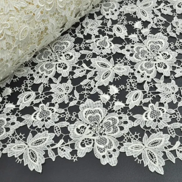 Laço de algodão suíço bordado tecido branco poliéster cabo de renda tela de encaixe