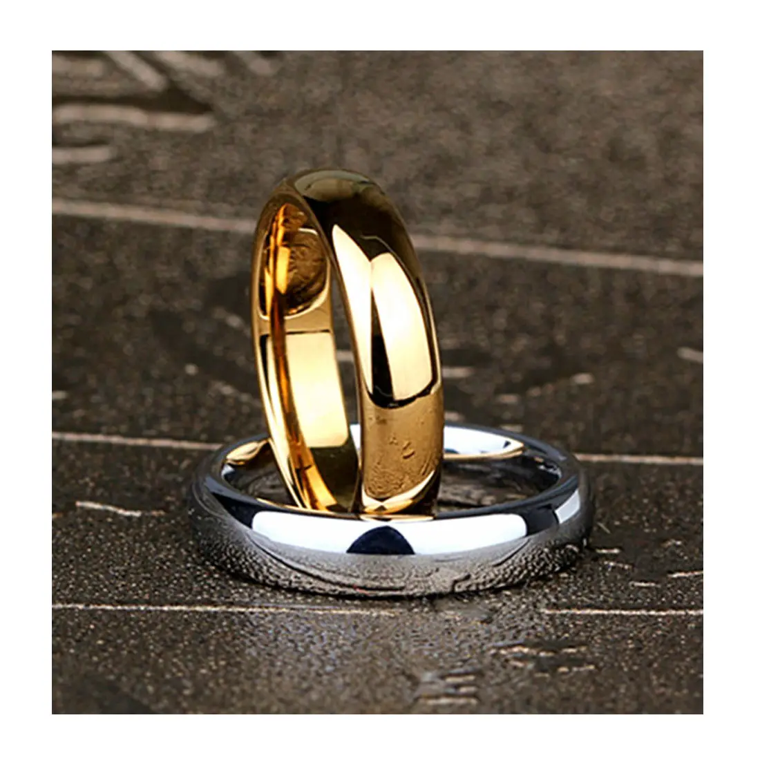 Anillos de tungsteno dorado de 3mm, 4mm, 5mm, 6mm, 7mm, 8mm, 10mm para hombres y mujeres, alianzas de boda de compromiso, ajuste cómodo pulido abovedado