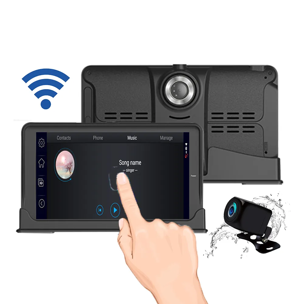7 inç araba multimedya oynatıcı gps navigasyon android 8.1 dash kamera ön ve arka çift kamera tüm amaçlı sürüş kaydedici