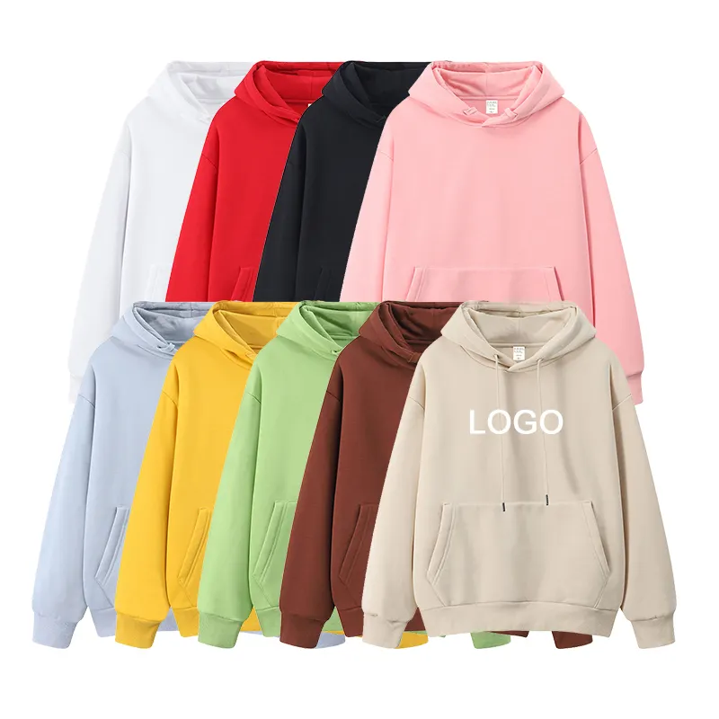 high quality cotton 320gsm heavyweight wholesale blank custom fleece pullover oversized men's hoodies