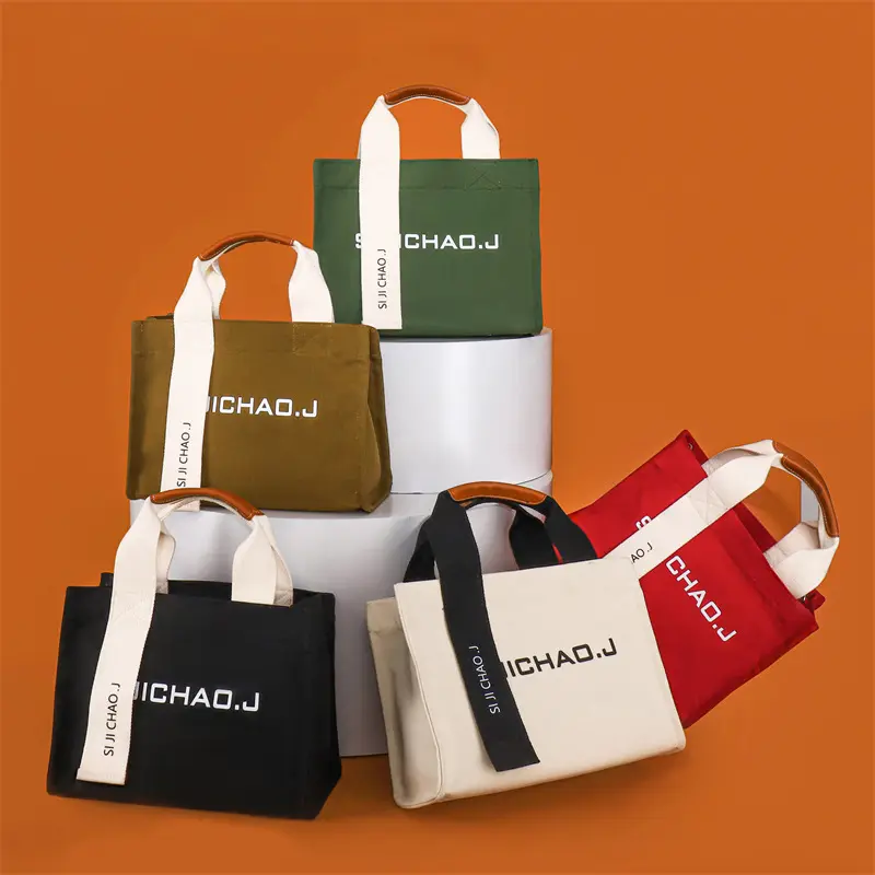 Bolso cruzado de algodón con cremallera y Logo personalizado, bolsa de mano de lona con bolsillo y logotipo impreso personalizado