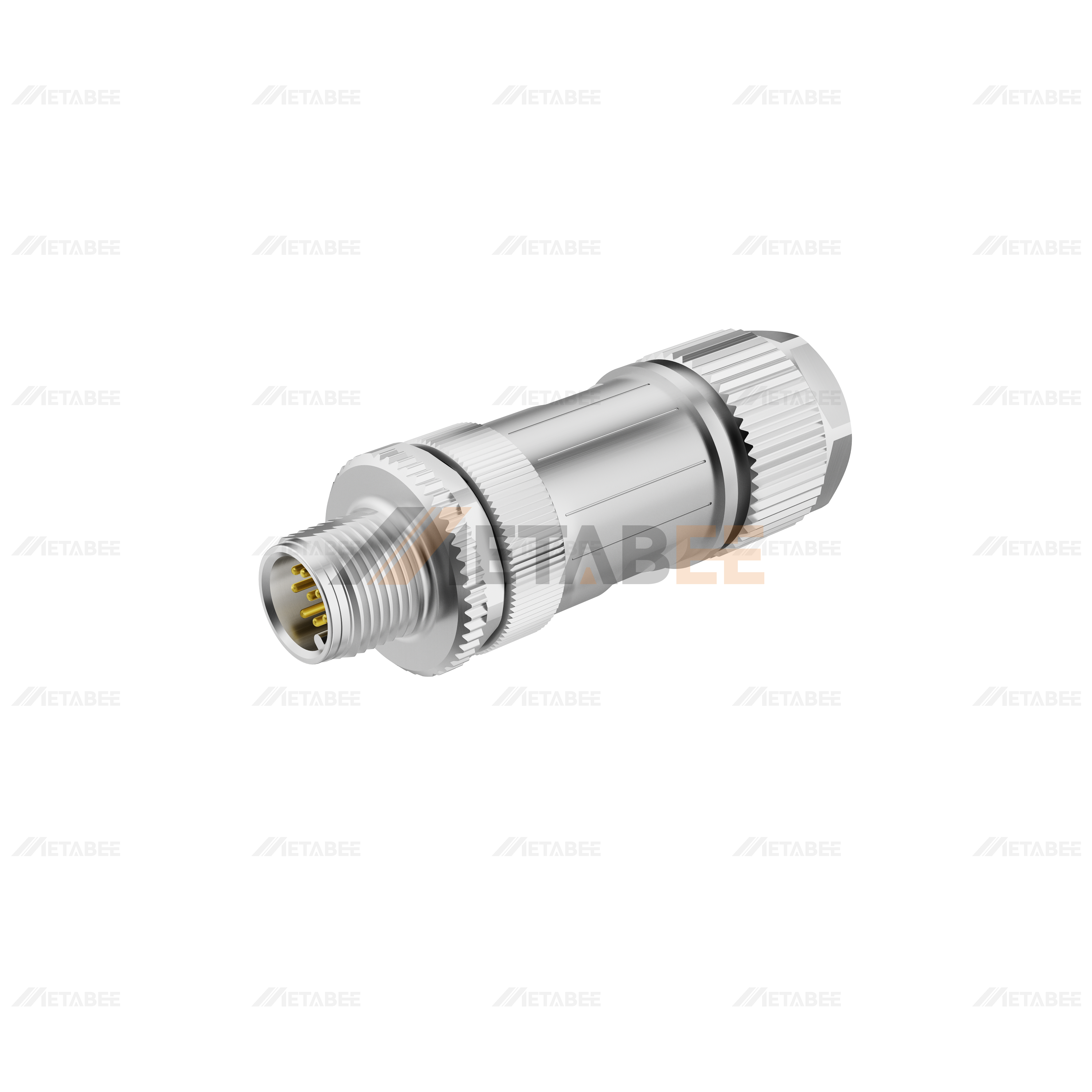 M12 Male Straight Metal Shielded Crimp Connector
