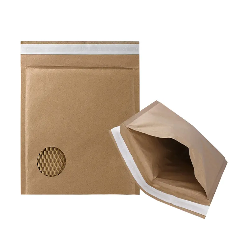 Cuscino a nido d'ape carta ondulata corriere spedizione sacchetti buste imbottite Eco Friendly compostabili Kraft Bubble Mailer