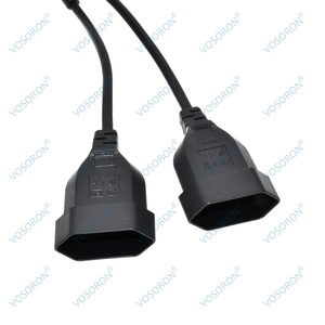 Ab CEE7/16 90 derece güç erkek kadın çift çıkış, 2 yolları çıkış uzatma kablosu avrupa 2 Prong M/F güç Splitter kablo - Product Image 6
