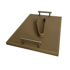 定制皮革托盘中密度纤维板矩形金属托盘桌面储物托盘 - Product Image 1