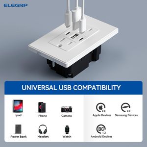 ELEGRP美国标准电源USB墙壁插座插座15amp Usb Pd墙壁插座，带a型c型端口 - Product Image 3