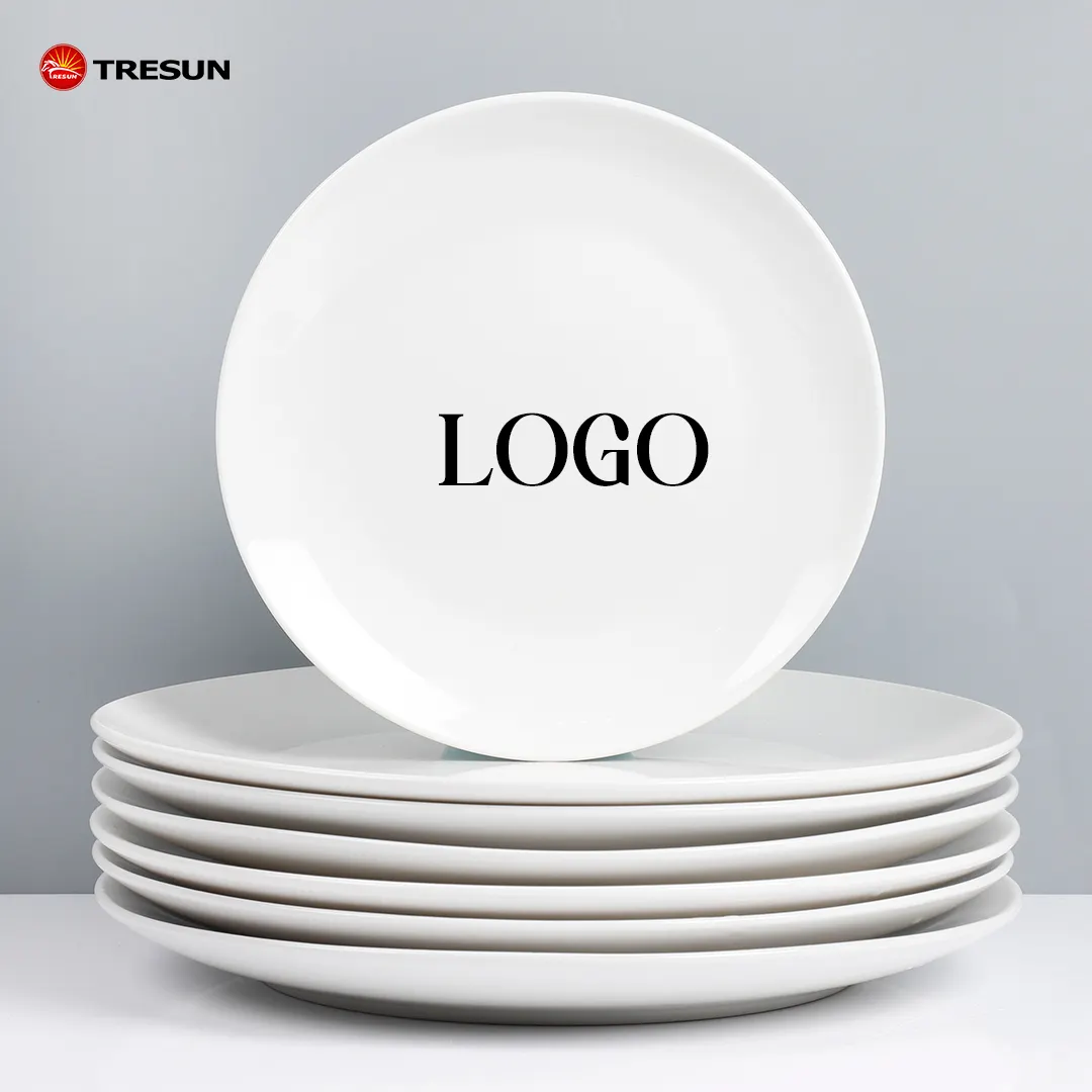 Trung Quốc assiette En vaisselles sứ Dinning Set nhà hàng Món ăn trắng phục vụ phục vụ phục vụ gốm tùy chỉnh bữa ăn tối tấm trong số lượng lớn