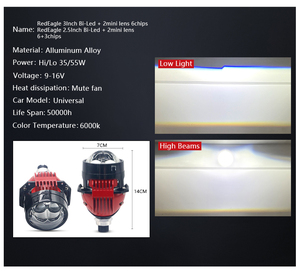 2.5 3.0นิ้ว Bi โปรเจคเตอร์สำหรับรถยนต์ไฟหน้า LED, ไฟหน้าไฟสูงต่ำแบบคู่ไฟสปอร์ตไลท์ LED สำหรับรถยนต์ไฟตัดหมอก - Product Image 3
