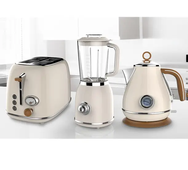 Wasserkocher Elektro-Hausgeräte-Sets Retro Toaster Edelstahl-Wasserkocher und Toaster-Set (4 Stück)