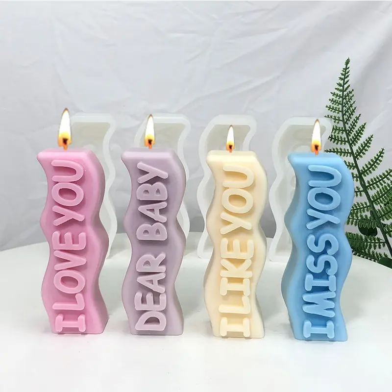 Alphabet Wave Pattern Candle Silicone Mold INS Scented Candle DIY Valentine's Day Diffuser Stone Drop Glue Mold