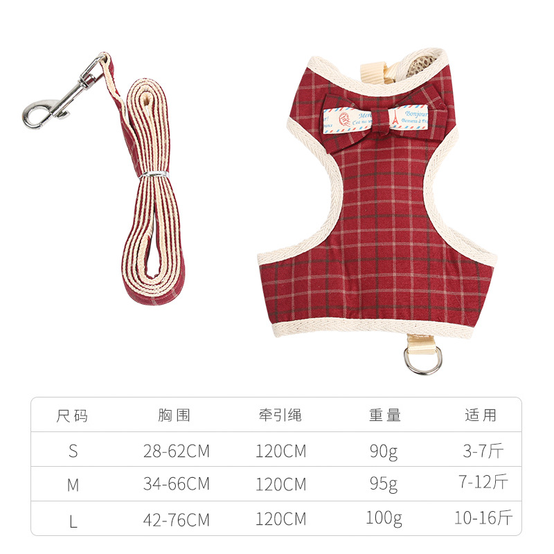 Bow-tie Chest and Back Strap - Red Checkered