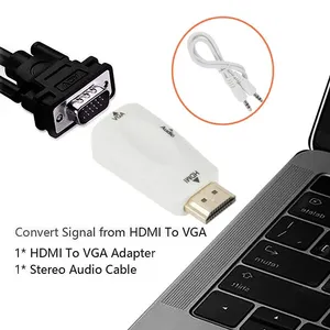 High Speed <strong>HDMI</strong> to VGA Converter HD1080P <strong>HDMI</strong> Male to VGA Female Adapter 3.5mm Jack <strong>Audio</strong> Cable for TV Box PC Projector