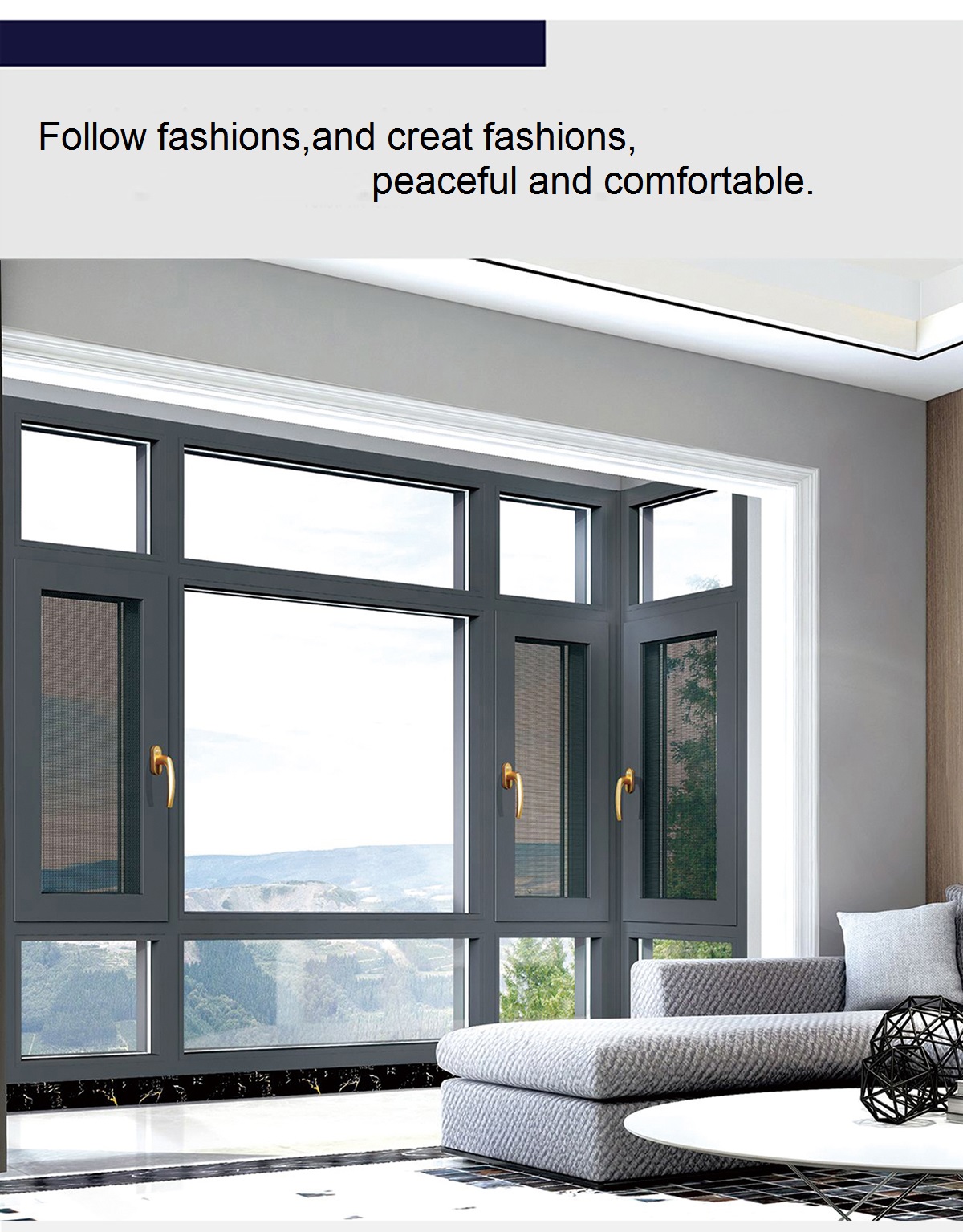 hot selling thermal break window and high quality good performance triple glazed aluminium doors