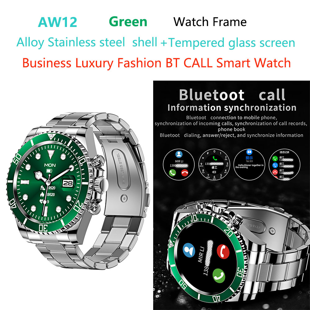 AW12-smart-watch-aw12 en acier inoxydable vert