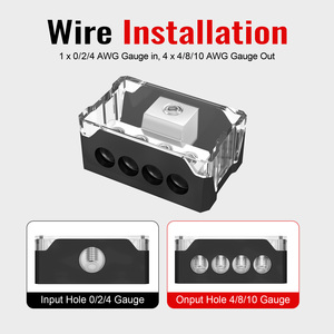 12v Dcパワーバッテリー端子配電0/2/4 Awg入力4/8/10 Awg出力4ウェイカーオーディオ配電ブロックバスバー - Product Image 3