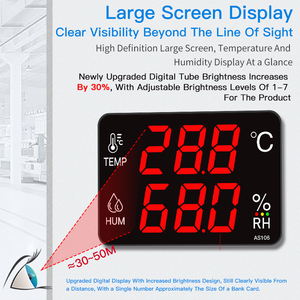 Placa de humedad de temperatura Digital LED Dipaly higrómetro Sensor de temperatura con sonda de alarma externa con Cable 3M AS106G - Product Image 5