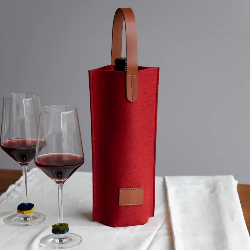 RTS High Quality Felt Red Wine Bottle Holder Wine Package Bag Red Wine Carrier Bag