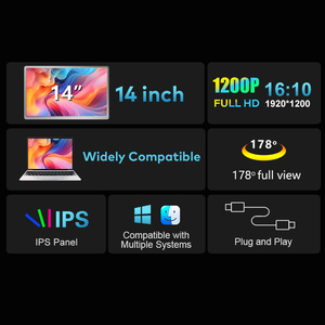 FHD 1920*1200 14 Inch <strong>Computer</strong> <strong>Monitor</strong> USB <strong>Monitor</strong> Plug &amp; Play Placed on the Desk Dual Screen <strong>Monitor</strong> for Laptop Use and Office - Product Image 3