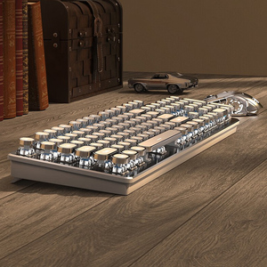 104 Keys Mechanical Tri-mode Gaming and Office Retro Steam Punk Style <strong>Keyboard</strong> <strong>with</strong> Electroplated Keys - Product Image 4