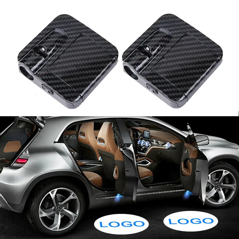 Luz de bienvenida láser con logotipo personalizado para puerta de coche inalámbrica, lámpara de proyector LED para accesorios de coche, decoración Interior