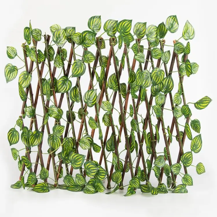 120 Cm Intrekbare Houten Frame Wilg Hek Kunstmatige Groene Planten Leaf Hek Voor Wanddecoratie En Tuin