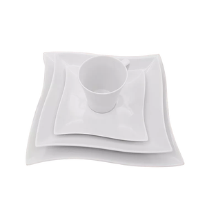 20 Pcs High Quality Modern Porcelain Plain White Dinner <strong>Ware</strong> <strong>square</strong> Daily Ceramic Dinnerware Set - Product Image 1