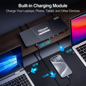TESmart Dual Monitor USB-C <strong>KVM</strong> Docking Station Kit Support 4K60HZ MST Mode EDID Emulator for 2 Laptops 2x2 <strong>KVM</strong> Switcher - Product Image 5