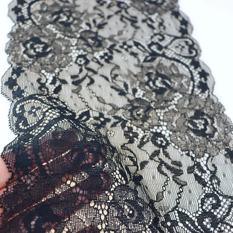 Negro diseño de la flor de encaje de la para el sujetador ropa y vestidos de encaje