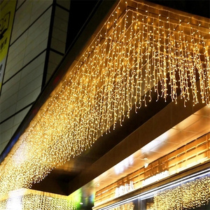 Ououtdoor collegabile natale 300 <span class=keywords><strong>Led</strong></span> ghiacciolo tenda luce <span class=keywords><strong>8</strong></span> funzioni lampeggiante matrimonio natale hotel hall decorazione