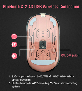 Mouse da Gaming con rotella a 4 livelli senza fili trasparente 2.4G USB senza fili Dual-mode connessione Bluetooth 4 - Product Image 3