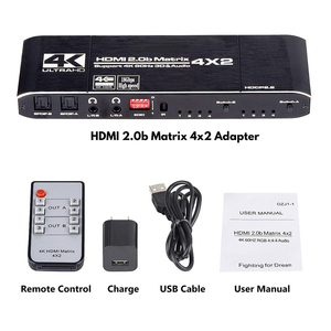 4K/60Hz <strong>HDMI</strong> <strong>2</strong>.0 4X2 <strong>Matrix</strong> Splitter with Audio Optical Toslink HDR ARC <strong>HDMI</strong> <strong>4</strong> in <strong>2</strong> Out - Product Image 2