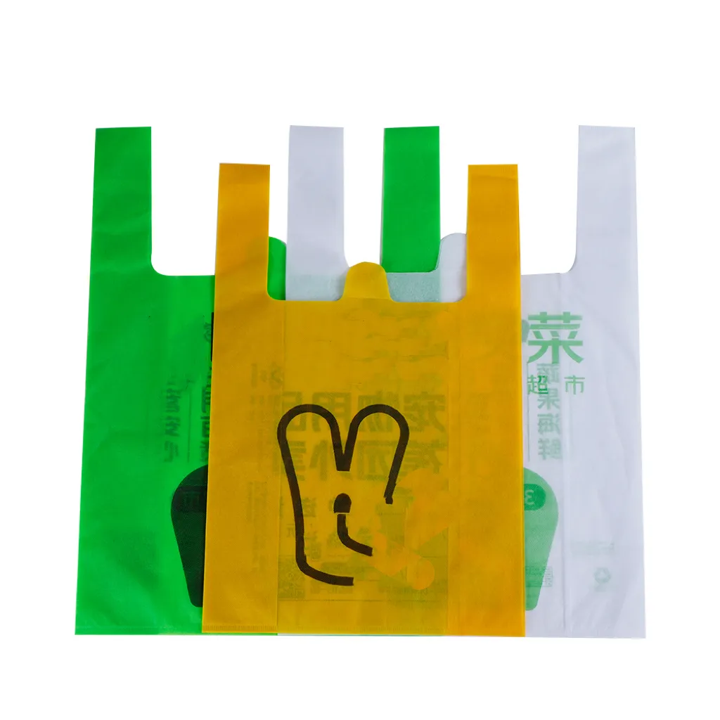 Sac de gilet non tissé avec logo personnalisé sacs à provisions écologiques et de haute qualité Sacs à provisions réutilisables et pliants pour T-shirt