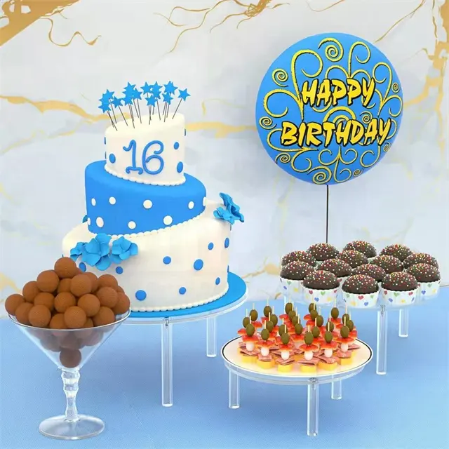 3 livelli rimovibile per Cupcake porta Dessert per festa di compleanno di nozze in acrilico trasparente per torta con Display multilivello