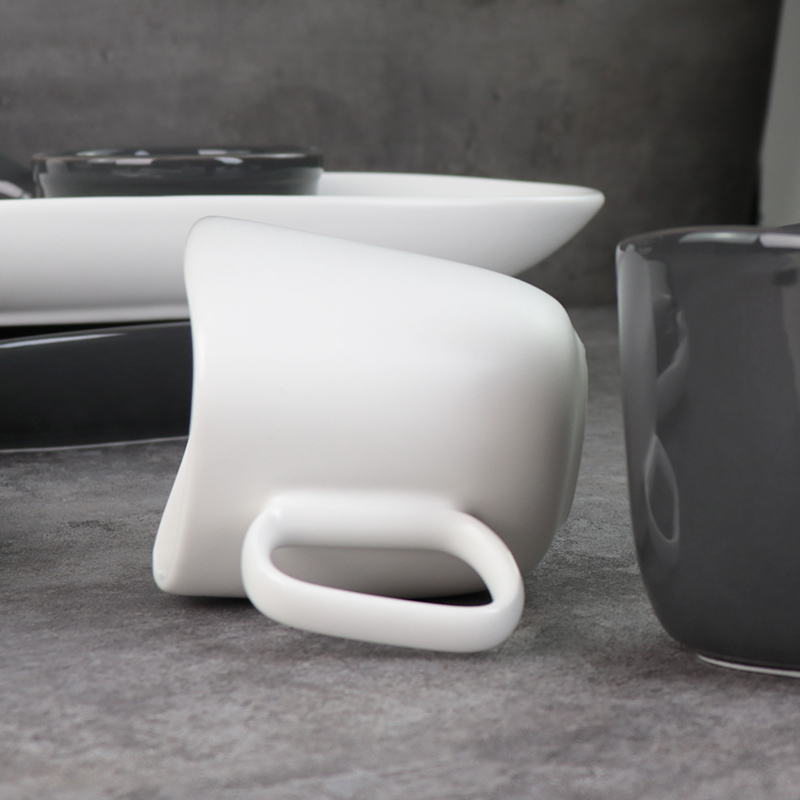 Grey wholesale porcelain ears custom mug cup