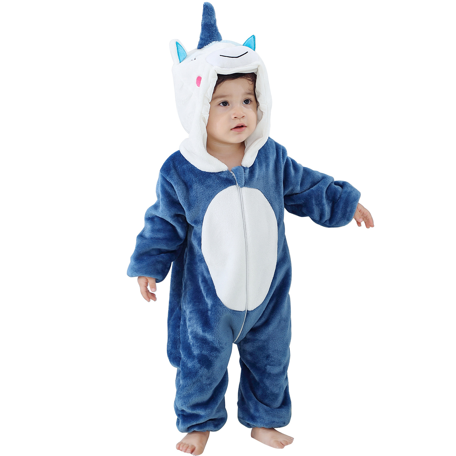 Climbing suit blue unicorn zipper
