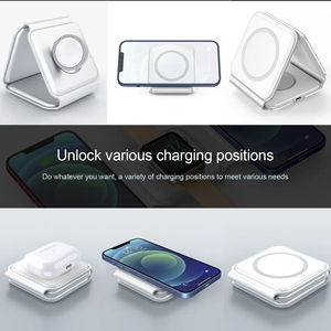 Özel Logo 3in1 katlanabilir küçük kablosuz şarj aleti pedi katlanabilir katlanır 3-In-1 manyetik kablosuz şarj 3 In 1 Apple için standı - Product Image 3