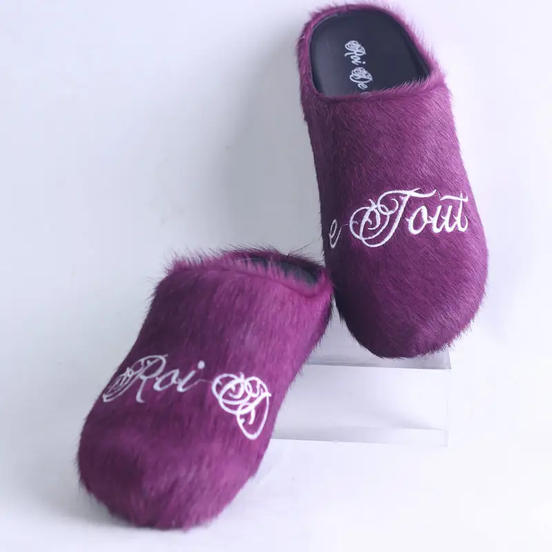 2023 new indoor real goat fur slides for women wholesale fuzzy plush fashion fur slippers