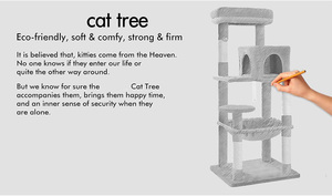 猫树143厘米多层猫塔抓桩猫公寓游戏屋，带毛绒栖息，适合小猫攀爬和休息 - Product Image 4