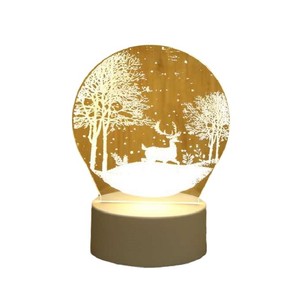 Materiale acrilico Custom natale 3D Design modello di Base in legno a LED luce notturna da tavolo fai da te lampade da notte da tavolo - Product Image 1
