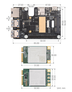 Cappello da PCIe a MiniPCIe / Gigabit Ethernet / USB 3.2 Gen1 per Raspberry Pi 5 supporta interfaccia modulo 4G di rete ad alta velocità