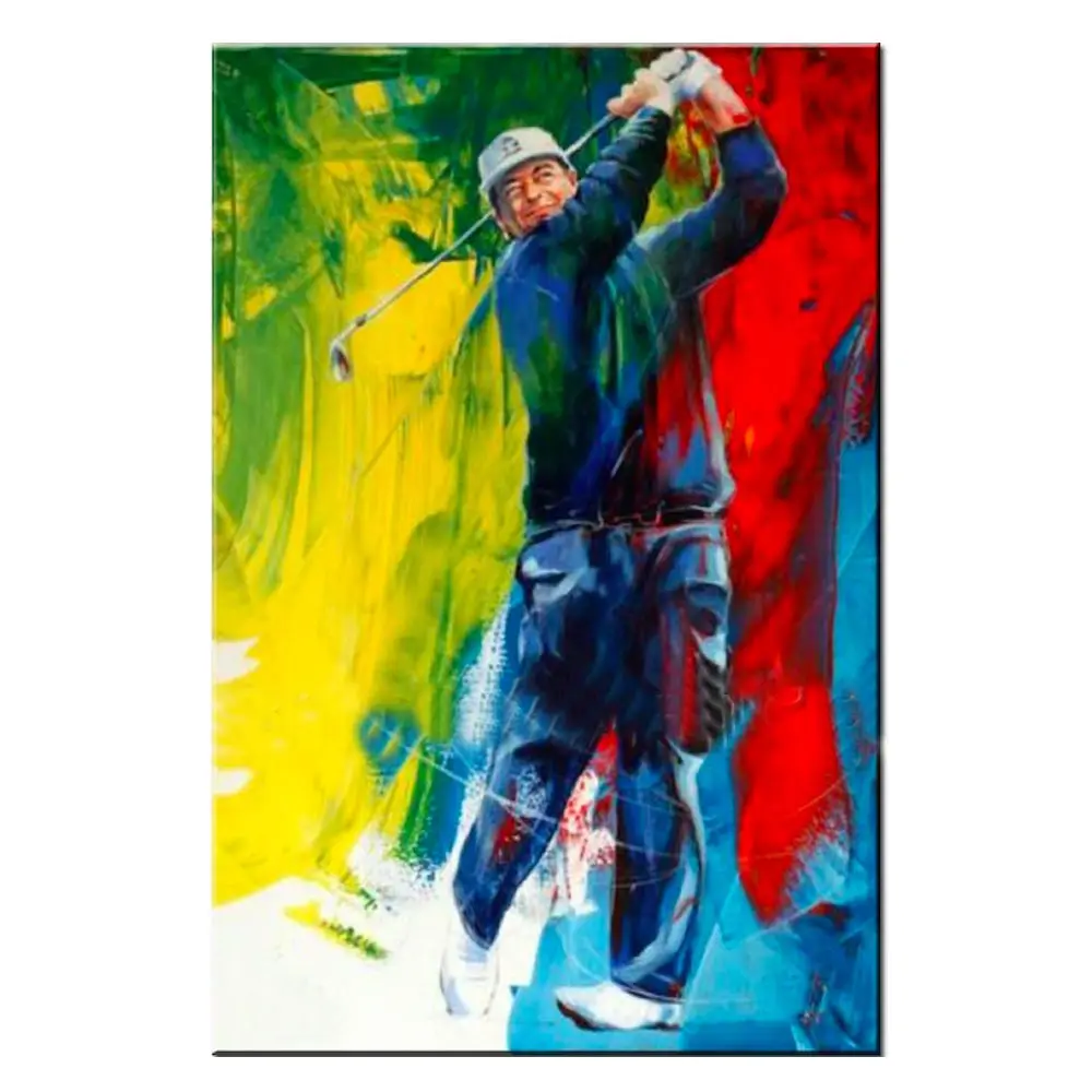 Artista professionale dipinto a mano di alta qualità The Golf Man Player pittura a olio su tela ritratto moderno pittura a olio Decor Art
