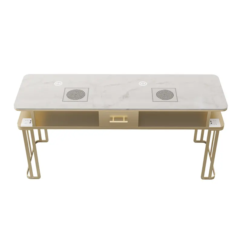 가벼운 고급 매니큐어 테이블 대리석 표면 싱글 더블 트리플 테이블 의자 테이블과 의자 조합 세트