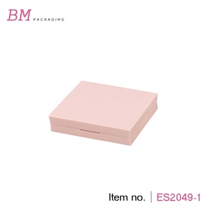 square Empty Blush <strong>Compact</strong> <strong>Make</strong> up Packaging Solid Color pink Blush Container with Brush - Product Image 3