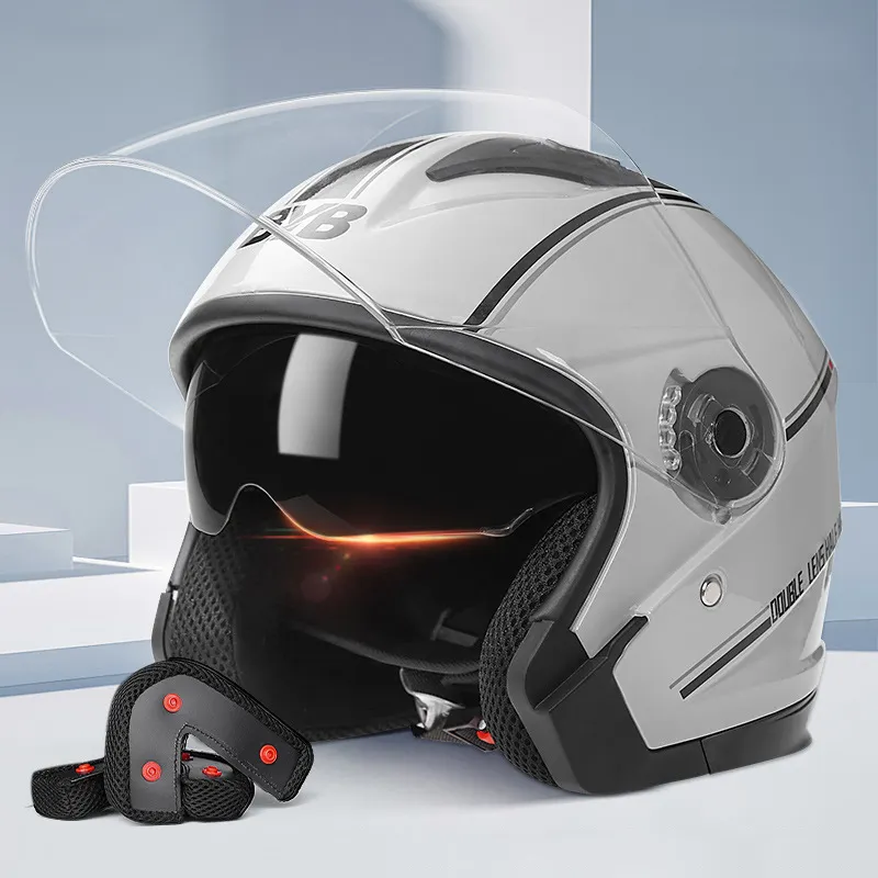 2022 aerodinamik tasarım çift vizör motosiklet kask gözenekli nefes alabilen sürme arka güvenlik motosiklet kask
