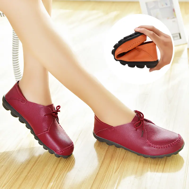 BLS015 new model all seasons casual ladies high quality lace up low top flat heels shoes big size mommy shoes