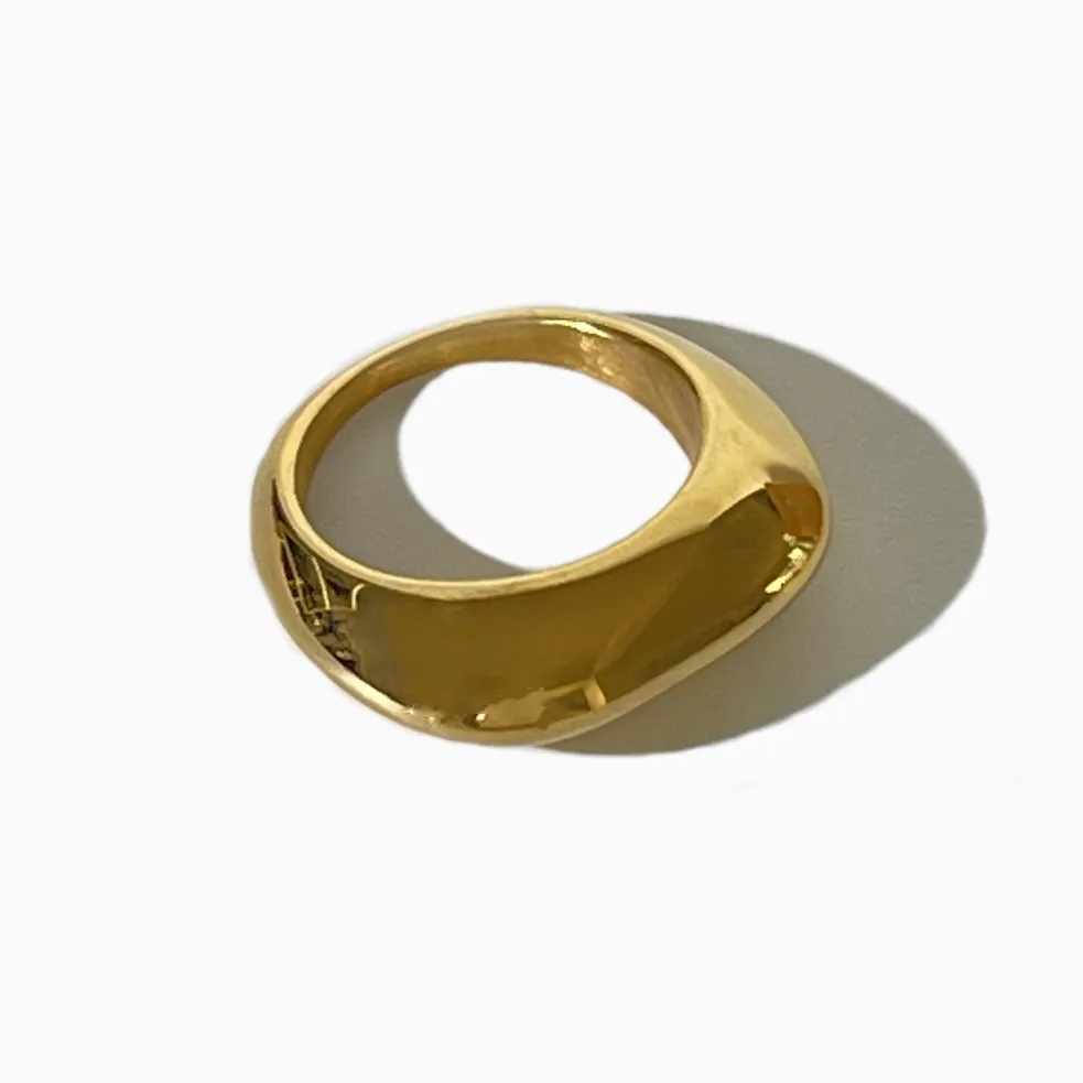R0020 מינימאלי נירוסטה מוצק 18K זהב Pvd מצופה שמנמן כיפת טבעת נשים סדיר גיאומטרי טבעות תכשיטי אבזר