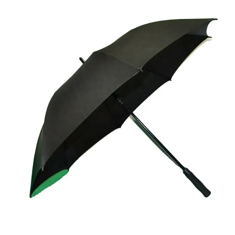 FEAMONT Parapluie de golf à ouverture automatique de protection UV de haute qualité Pongé noir Motif droit pour la publicité extérieure